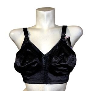 New Bali Double Support Wirefree Bra Black 42D Style 3820 Full Coverage Comfort